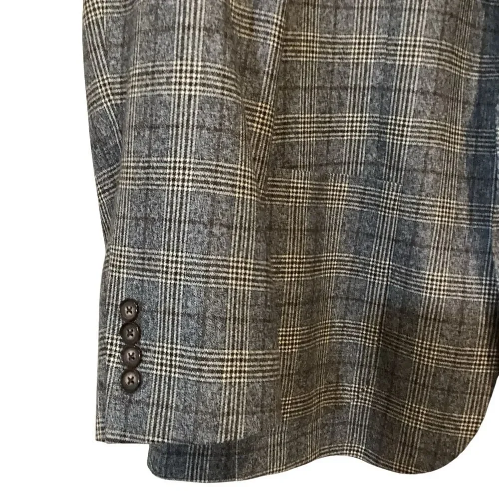 Coppley Sport Coat Blazer REDA Super 110s Wool Milo Brown Gray Plaid Size 40R